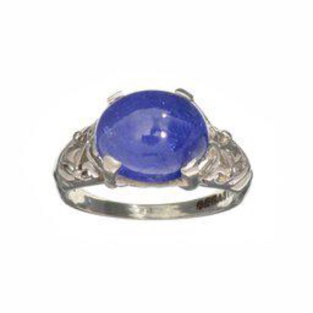 6.48 CT TANZANITE PLATINUM STERLING GLA CERT RING